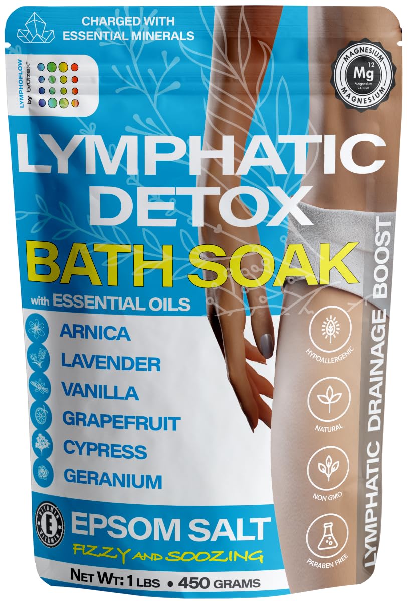 Arnica Montana Bath Salts Espom Salt Bath Soak for Lymphatic Drainage & Body Detox Epsom Salts for Soaking with Essential Oils Bath Salts for Pain Relief Swelling & Post Surgery 1 Lb